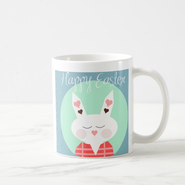 Niedlicher Osterhase mit rosa Herzen Kaffeetasse (Rechts)