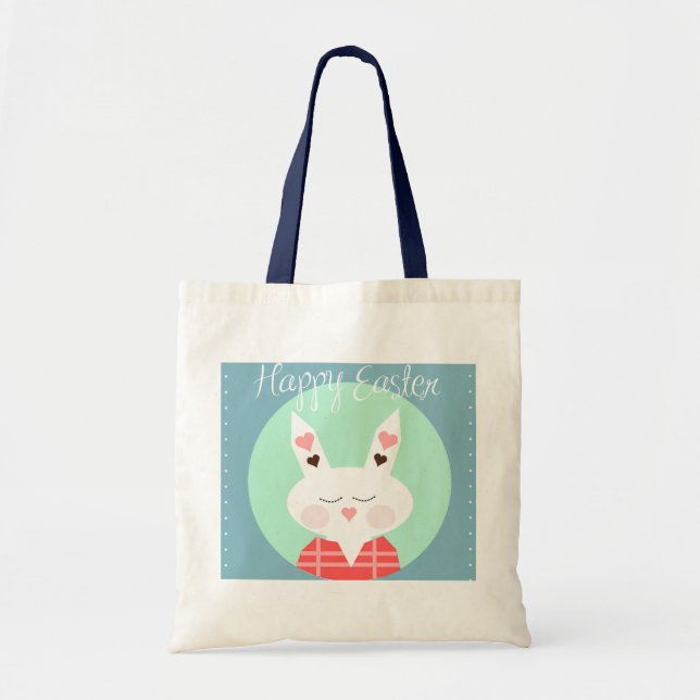 Niedlicher Osterhase mit rosa Herzen Tragetasche (Vorne)
