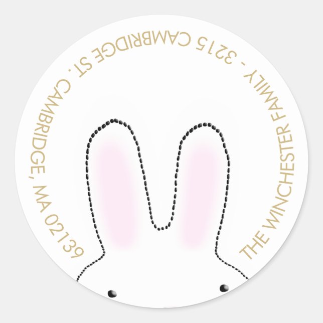 Niedlicher Osterhase mit weißem Gold Adresse Runder Aufkleber (Vorderseite)