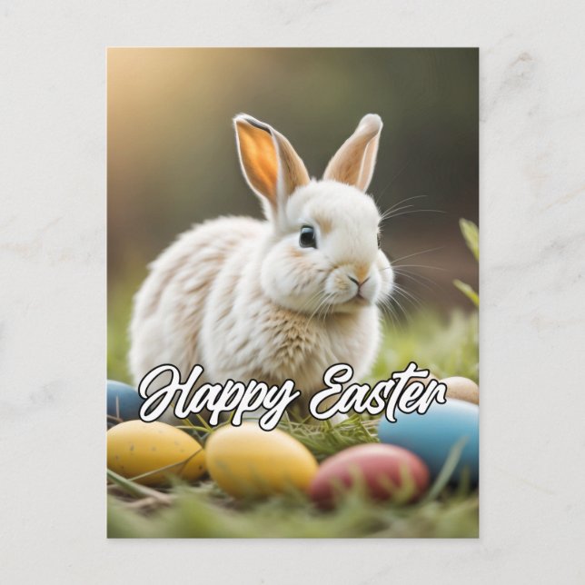 Niedlicher Osterhase Postkarte (Vorderseite)