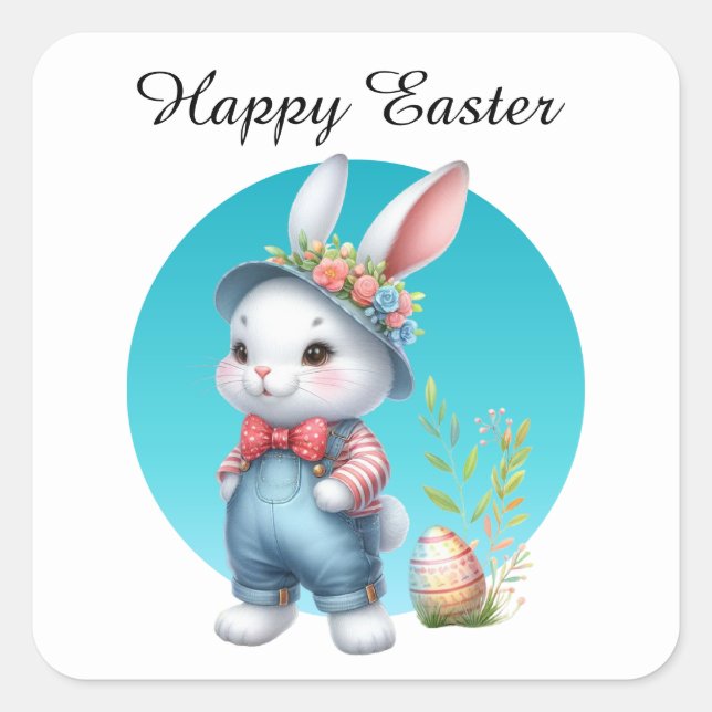 Niedlicher Osterhase Quadratischer Aufkleber (Vorderseite)