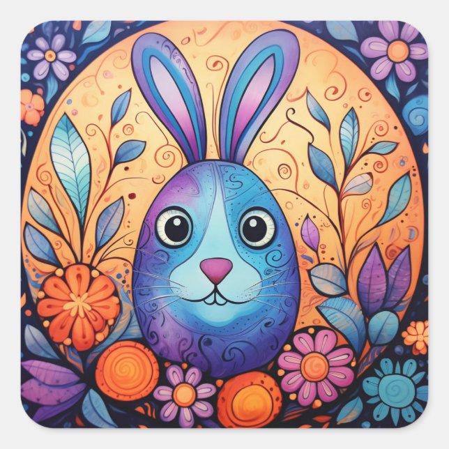Niedlicher Osterhase Quadratischer Aufkleber (Vorderseite)
