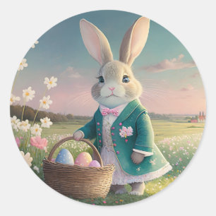 Niedlicher Osterhase  Runder Aufkleber