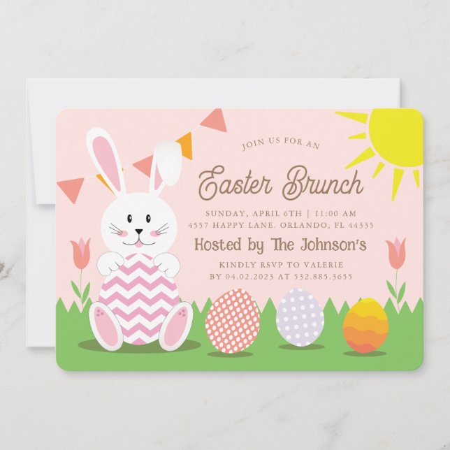 Niedlicher Osterhof Brunch Einladung (Vorderseite)