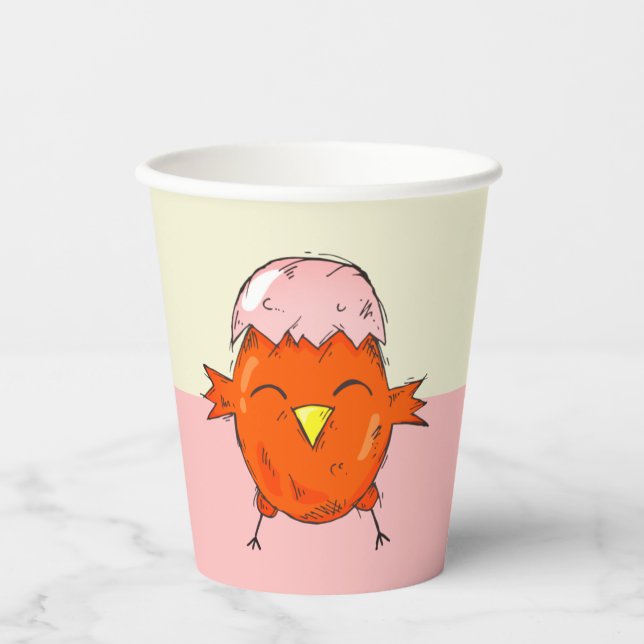 Niedlicher Osterkick mit Eggshell Zeichnend Party Pappbecher (Vorderseite)