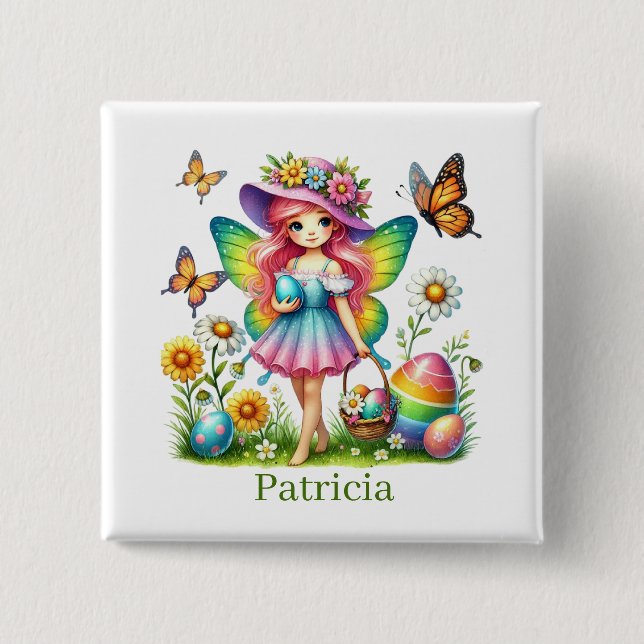 Niedlicher Ostermärchen Name Button (Vorderseite)