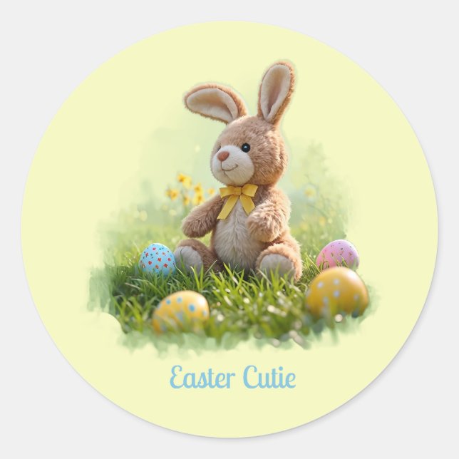 Niedlicher Ostersonnenhase Runder Aufkleber (Vorderseite)