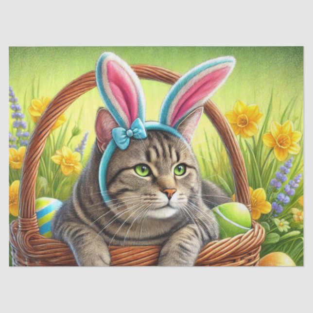 Niedlicher Ostertabby Seidenpapier (Vorderseite)