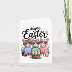 Niedlicher Ostertag Katze Bunny Ears Eggs Graphen Karte