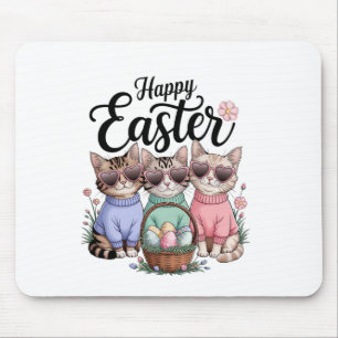 Niedlicher Ostertag Katze Bunny Ears Eggs Graphen  Mousepad