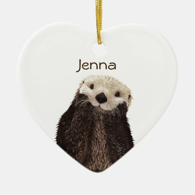 Niedlicher Otter im Wasser Keramikornament (Vorne)