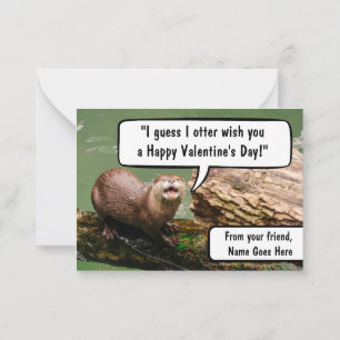 Niedlicher Otter Lustige Schule Valentinstag Mitteilungskarte