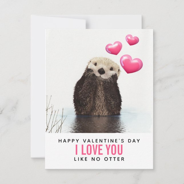 Niedlicher Otter mit HerzValentinstag Feiertagskarte (Vorderseite)