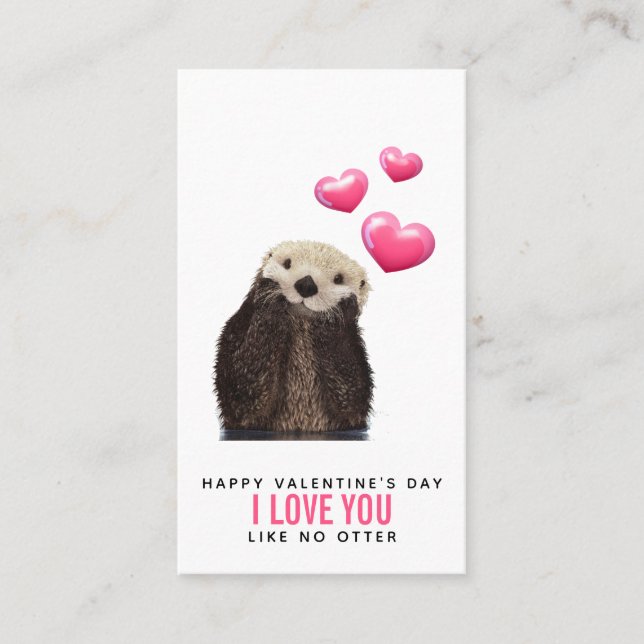 Niedlicher Otter mit HerzValentinstag Visitenkarte (Vorderseite)