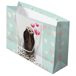 Niedlicher Otter mit rosa Liebe-Herzen Große Geschenktüte