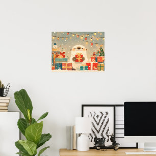 Niedlicher Otter mit Weihnachtsgeschenken Poster