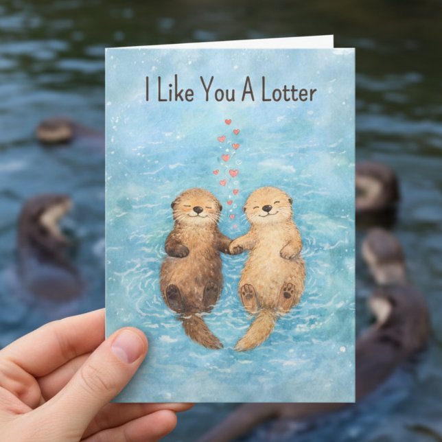 Niedlicher Otter Valentinstag Tierliebe Feiertagskarte (Von Creator hochgeladen)