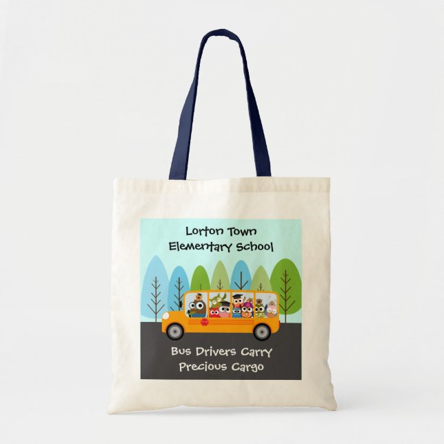Niedlicher Owl School Busfahrer von Cindy Bendel Tragetasche (Vorne)