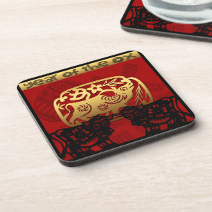 Niedlicher Ox Chinese Year Zodiac Birthday HPC Getränkeuntersetzer