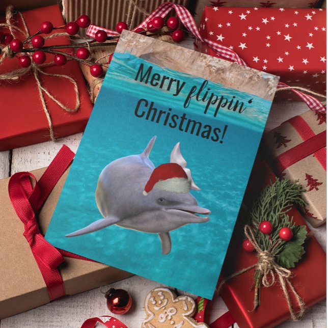 Niedlicher Ozean Dolphin Weihnachten Karte (Von Creator hochgeladen)