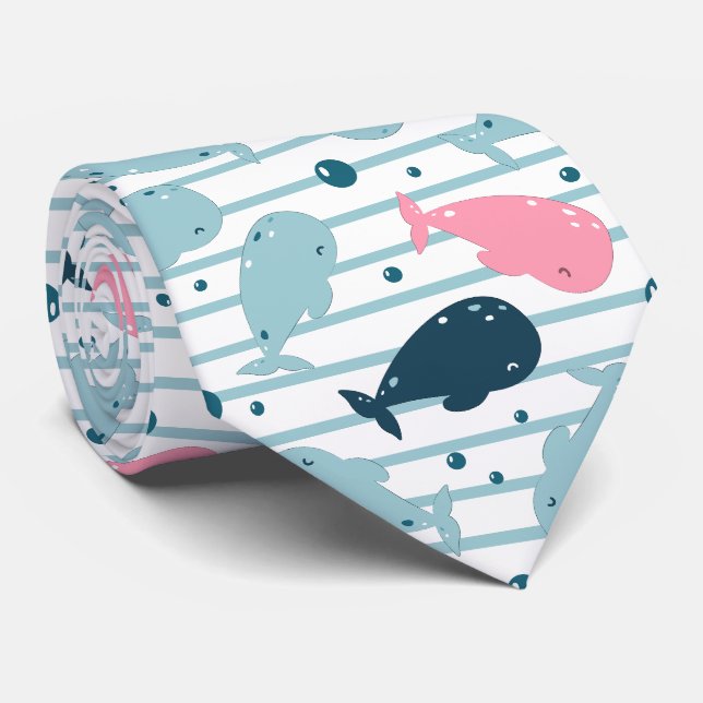 Niedlicher Ozean Kreaturen Sea Life Neck Tie Krawatte (Gerollt)