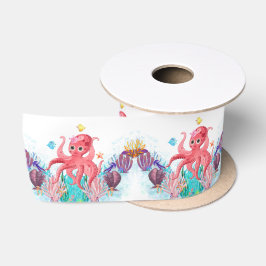 Niedlicher Ozeanbaby Octopus bunt Birthday Sa Satinband