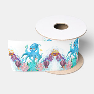 Niedlicher Ozeanbaby Octopus bunt Birthday Sa Satinband