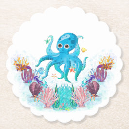 Niedlicher Ozeantopus mit bunten Muscheln Pa Untersetzer