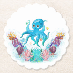 Niedlicher Ozeantopus mit bunten Muscheln Pa Untersetzer