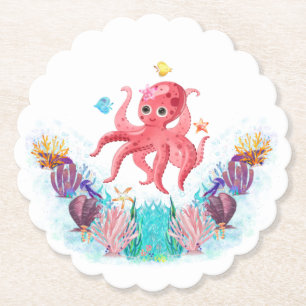Niedlicher Ozeantopus mit farbenfrohen Muscheln Untersetzer