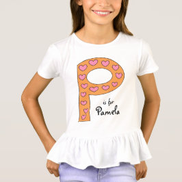 Niedlicher P-Letter-Design Personalisierter Mädche T-Shirt