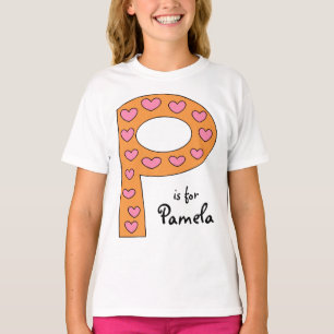 Niedlicher P-Letter-Design Personalisierter Mädche T-Shirt