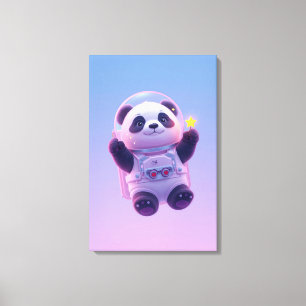 Niedlicher Panda‑Astronaut Kinder Wandkunst – Lust Leinwanddruck