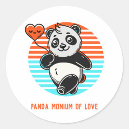 Niedlicher Panda-Aufkleber "Panda-monium-Liebe" Runder Aufkleber