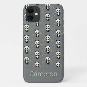 Niedlicher Panda Bamboo Muster Grau Individuelle N Case-Mate iPhone Hülle
