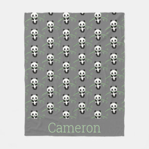 Niedlicher Panda Bamboo Muster Grau Individuelle N Fleecedecke