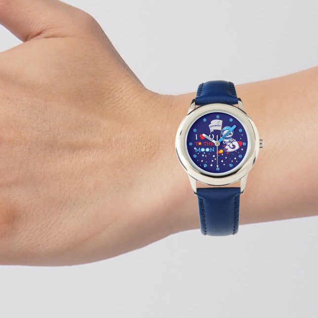 Niedlicher Panda Bär auf Raketenschiff Kinder Pers Armbanduhr (Von Creator hochgeladen)