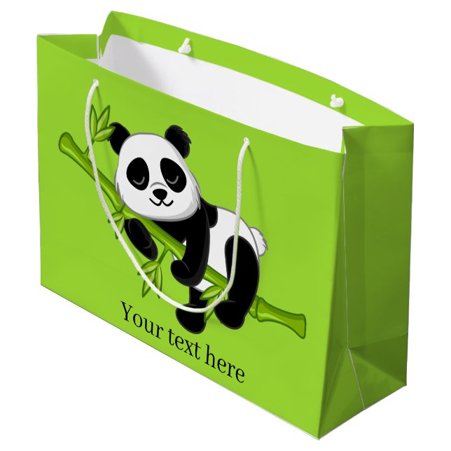 niedlicher Panda-Bär fügt Text Große Geschenktasch Große Geschenktüte (Rückseite Schrägansicht)