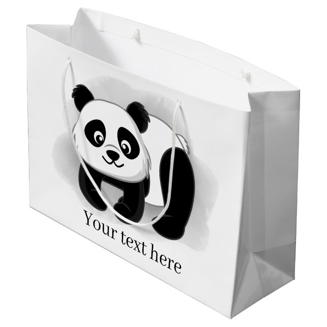 niedlicher Panda-Bär fügt Text Große Geschenktasch Große Geschenktüte (Rückseite Schrägansicht)