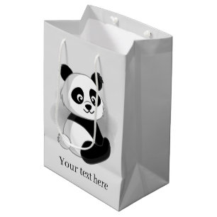 niedlicher Panda-Bär fügt Text Medium Geschenktasc Mittlere Geschenktüte