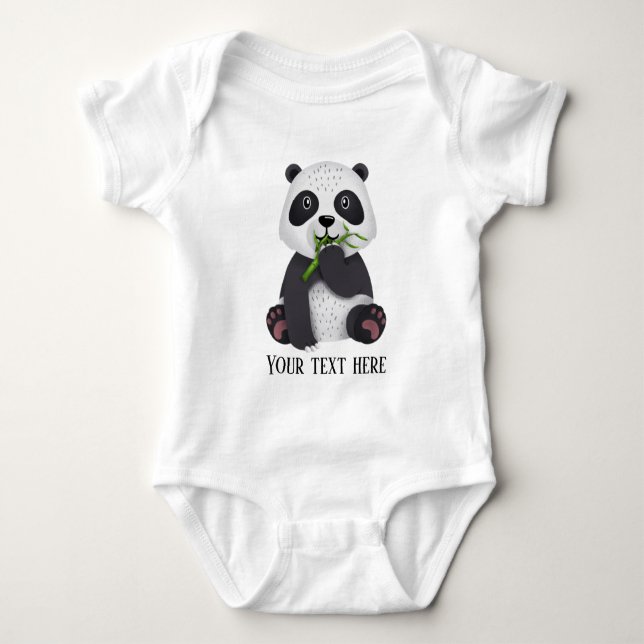niedlicher Panda-Bär fügt Text unisex hinzu Baby Strampler (Vorderseite)