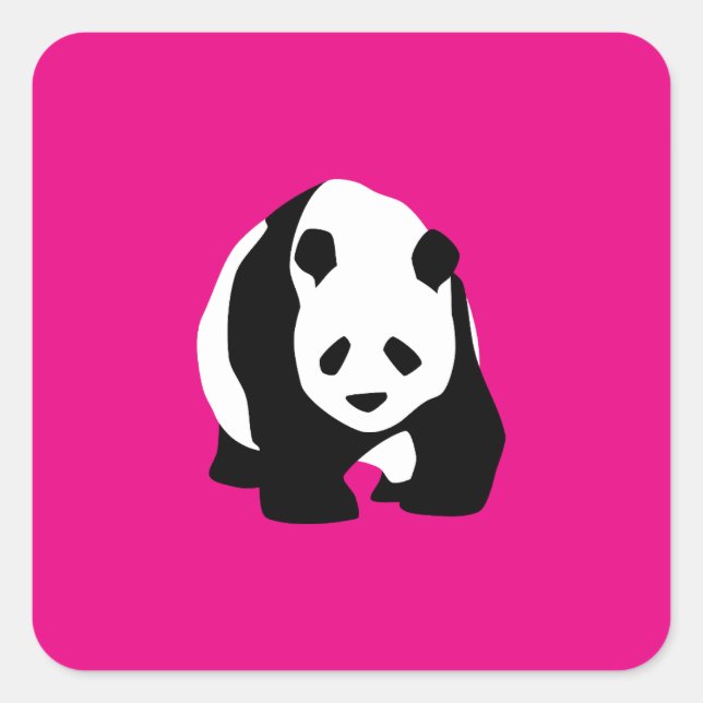Niedlicher Panda Bär Hot Pink Fuchsia Zoo Wildlife Quadratischer Aufkleber (Vorderseite)