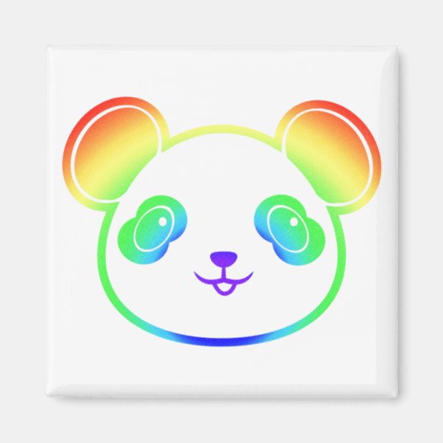 Niedlicher Panda-Bär in den Farben des Regenbogens Magnet (Vorne)
