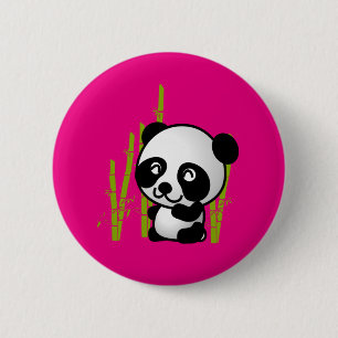 Niedlicher Panda-Bär in einem Bambushain. Button