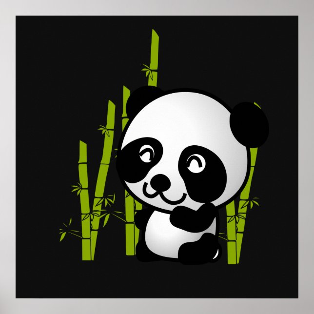 Niedlicher Panda-Bär in einem Bambushain. Poster (Vorne)