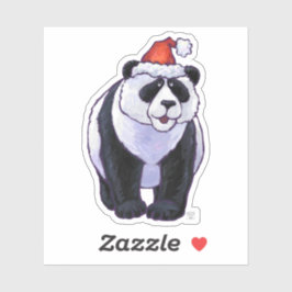 Niedlicher Panda-Bär in einer Weihnachtsmannmütze Aufkleber