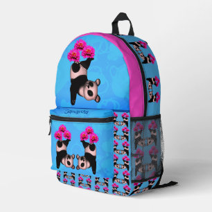 Niedlicher Panda Bär Juggling Pink Blume Bedruckter Rucksack