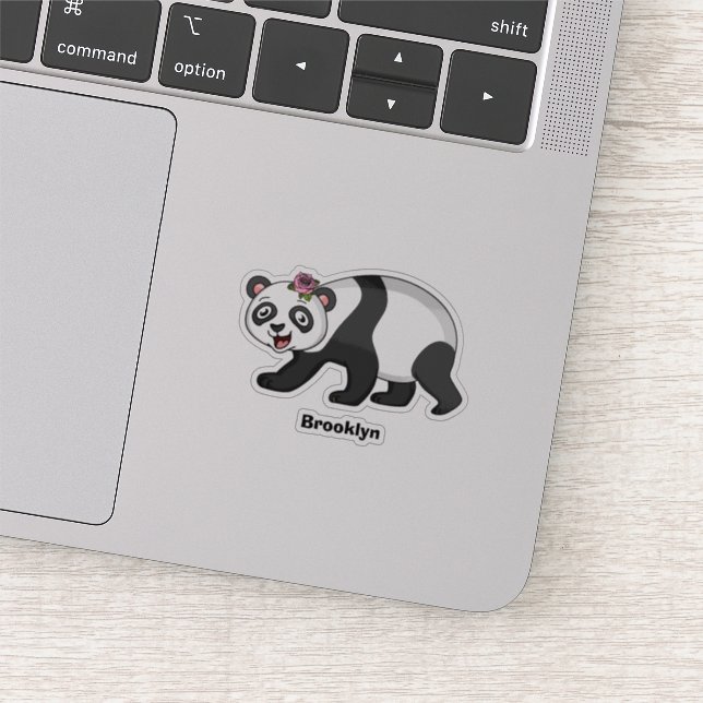 Niedlicher Panda-Bär mit Blume Cartoon Aufkleber (Ausschnitt)