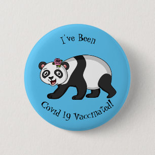Niedlicher Panda-Bär mit Blume Cartoon Button
