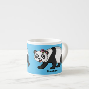 Niedlicher Panda-Bär mit Blume Cartoon Espressotasse